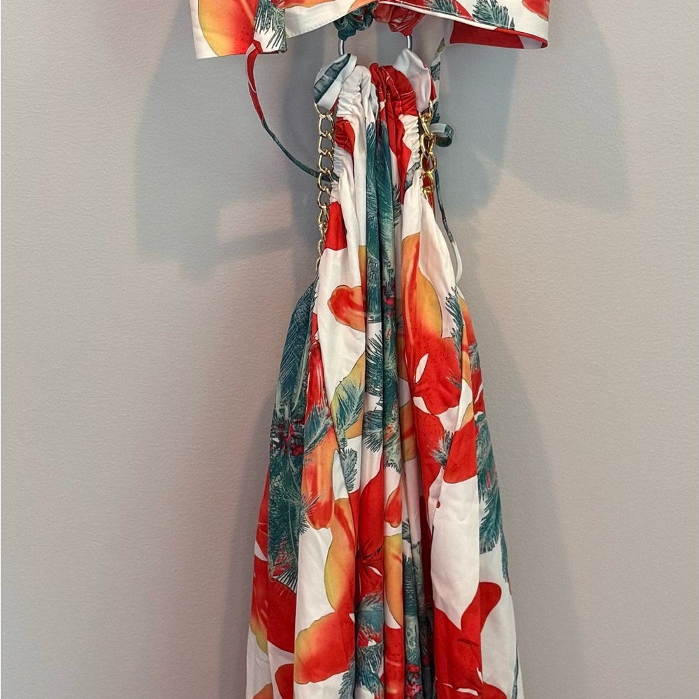Floral Maxi Dress with Chain Straps